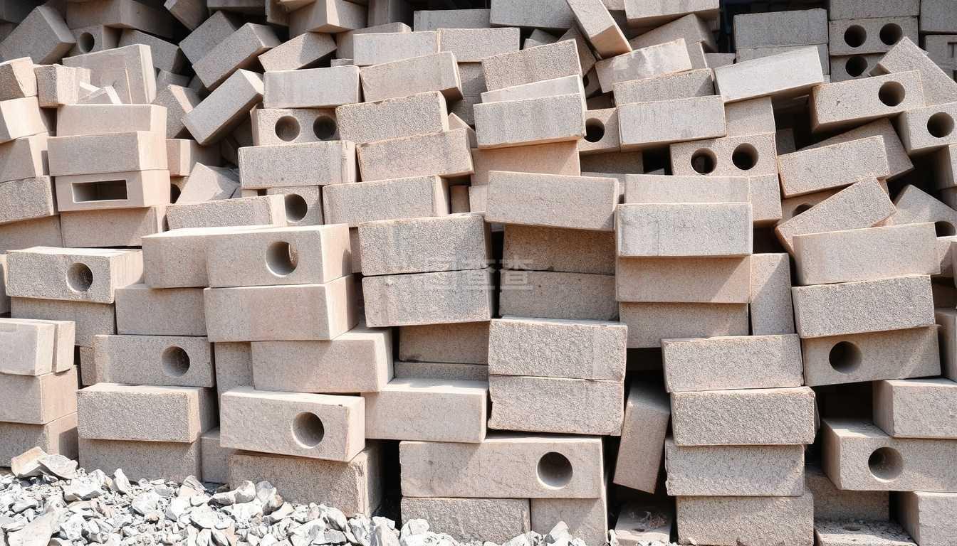 堆成一堆混凝土塊 建筑材料的核心角色